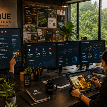 Creative workspace with branding and analytics